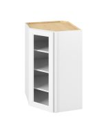 Monaco - 27" x 42" x 15" Wall Diagonal Cabinet with Glass Door and Matching Interior, 1 Door, 3 Shelves in White MWH-WDC274215MI