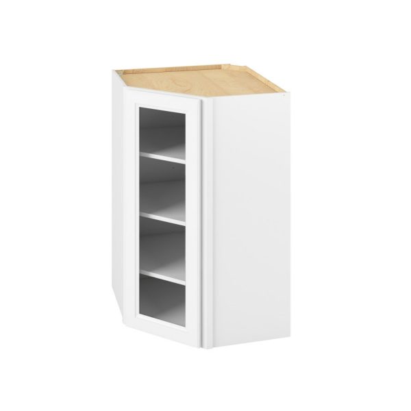 Monaco - 27" x 42" x 15" Wall Diagonal Cabinet with Glass Door and Matching Interior, 1 Door, 3 Shelves in White MWH-WDC274215MI